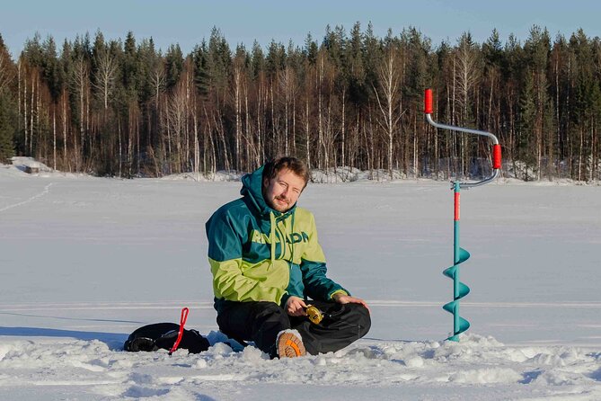 First Ice Fishing Experience in Rovaniemi - Learning to Drill Through the Ice