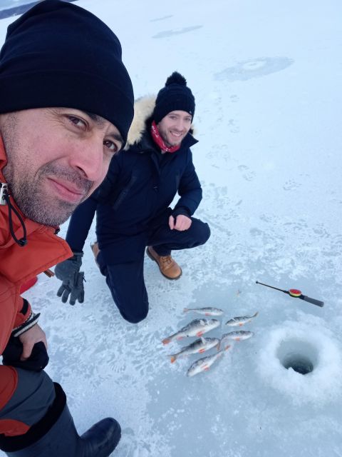 From Helsinki: Bodom Lake Ice Fishing with Food & Drinks - Walking onto the frozen lake
