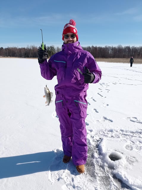 From Helsinki: Bodom Lake Ice Fishing with Food & Drinks - Learning to drill and fish through the ice