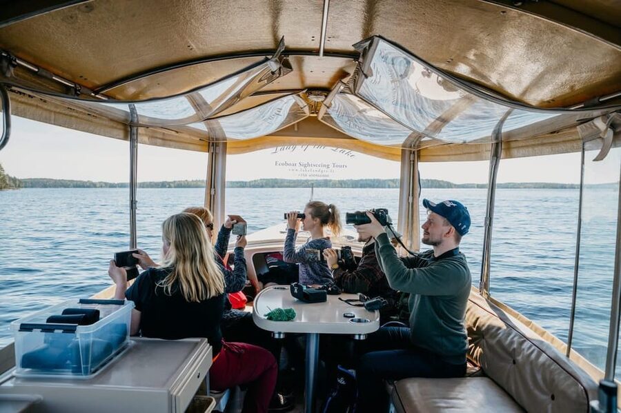 Lake Saimaa story cruise by Ecoboat in Puumala - Coffee, tea, and accordion music on the water