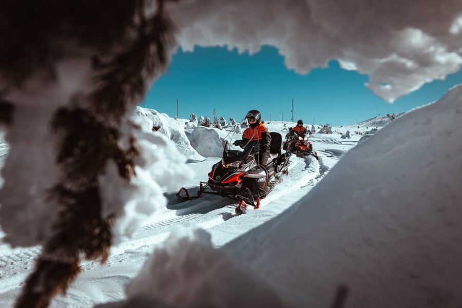 Levi: Easy Snowmobile Safari into the Nature - The hot drink stop on the frozen lake