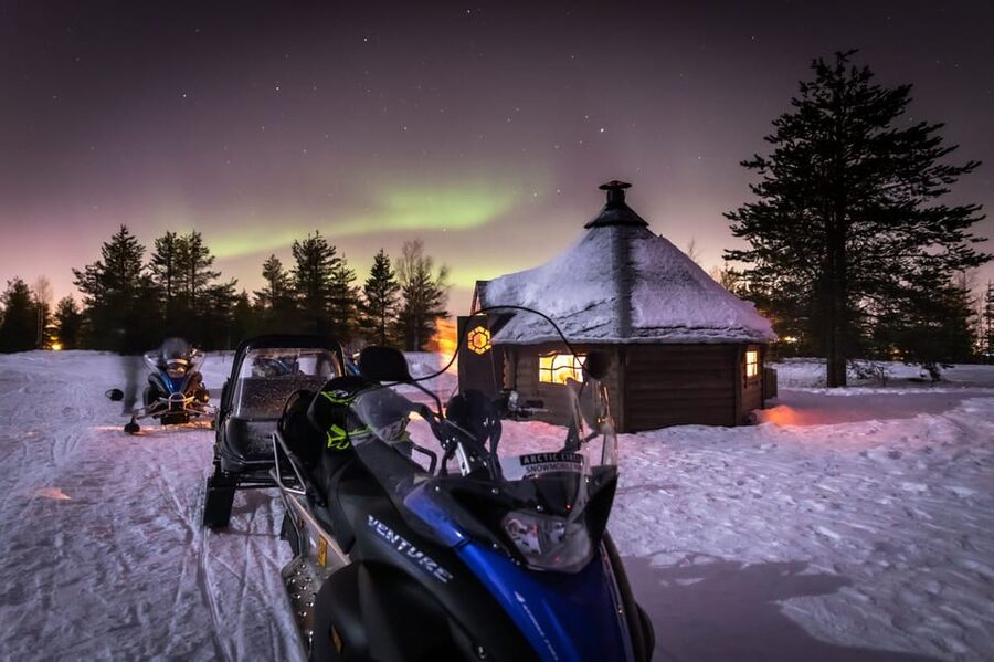 Levi: Northern Lights Snowmobile Safari and Campfire Picnic - Getting Ready With Thermal Clothing and a Helmet