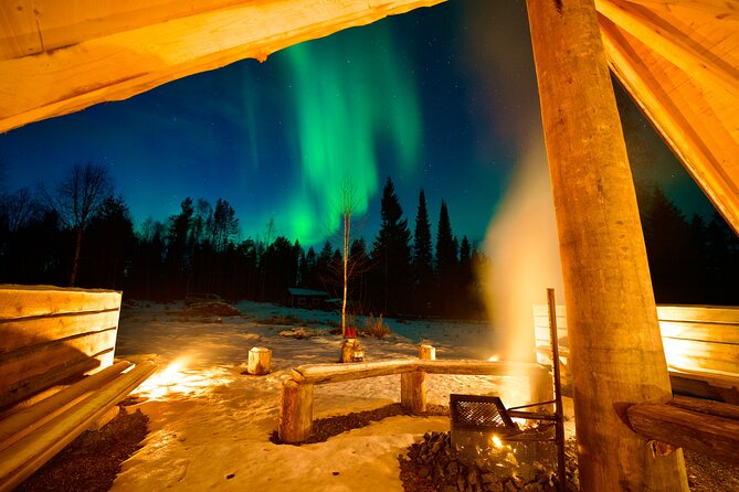Northern Lights Tour in Atmospheric Cottage - The fire, sausage, marshmallow, and blueberry drink