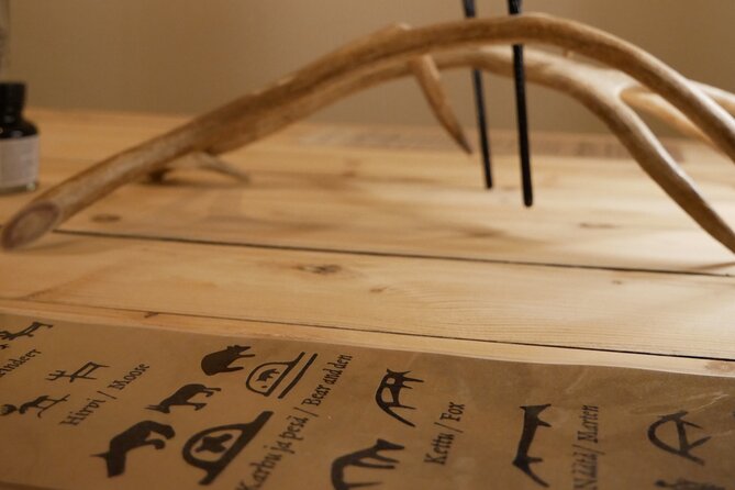 Reindeer Antler Workshop - Practicing on paper before touching the antler