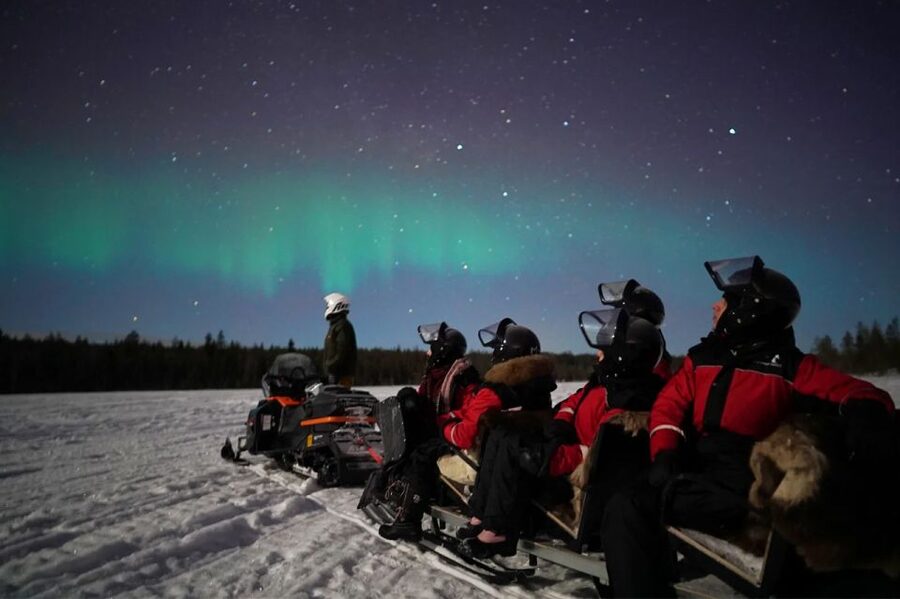 Rovaniemi: Northern Lights Sleigh Ride - Waiting beside the frozen lake