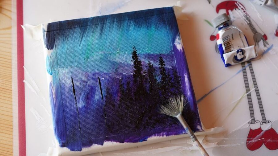 Rovaniemi: Workshop - Aurora painting - Finnish Coffee, Hot Chocolate, and Pulla