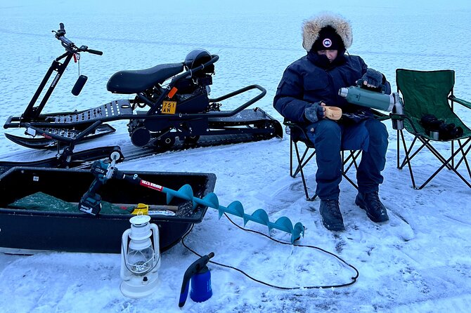VIP Ice Fishing "ICEBREAKER" Lunch in Glass Igloo - Snowmobiles for Adults and Children